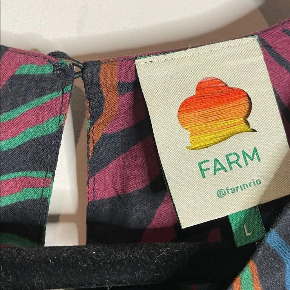 FARM Rio Women’s Frutis Dream Puff Sleeve Blouse Size Large